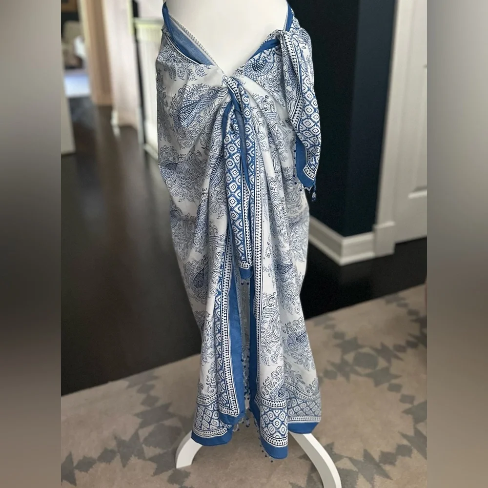 CALYPSO PAREO NWOT! GORGEOUS! NEVER WORN! beaded trim O/S MOVING SALE! $25 OBO - Picture 15 of 15